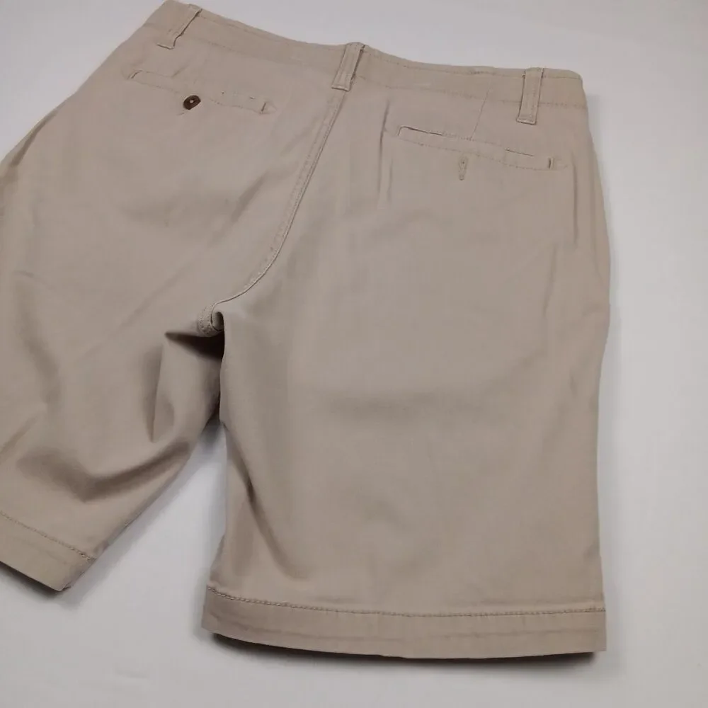 Rustler Iron Flex Mens Size 32 Stretch Khaki Tan Flat Front Casual Shorts
